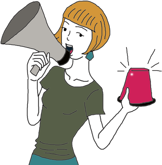 Woman_with_ Megaphone_and_ Siren_ Illustration PNG