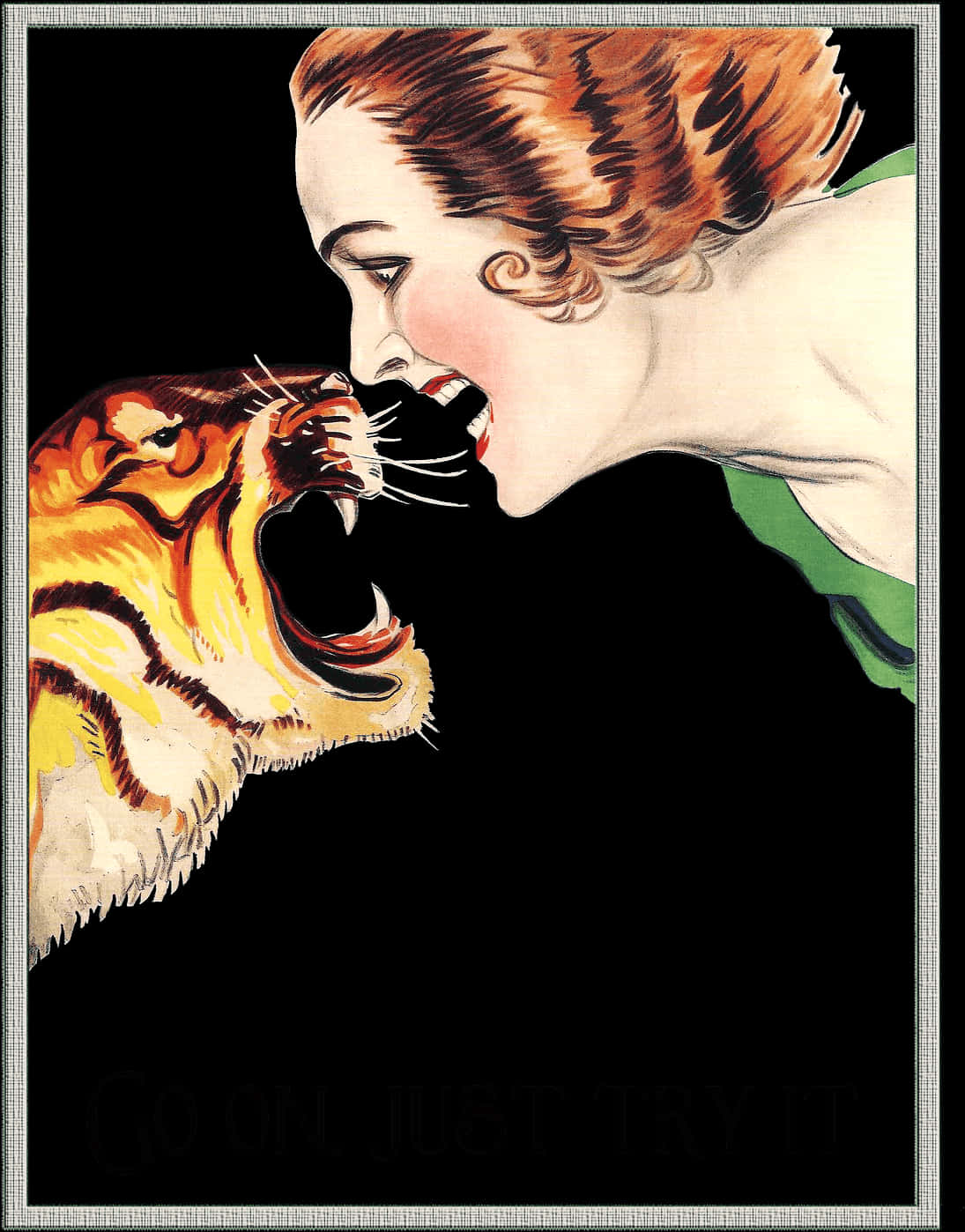 Womanand Tiger Faceoff Artwork PNG