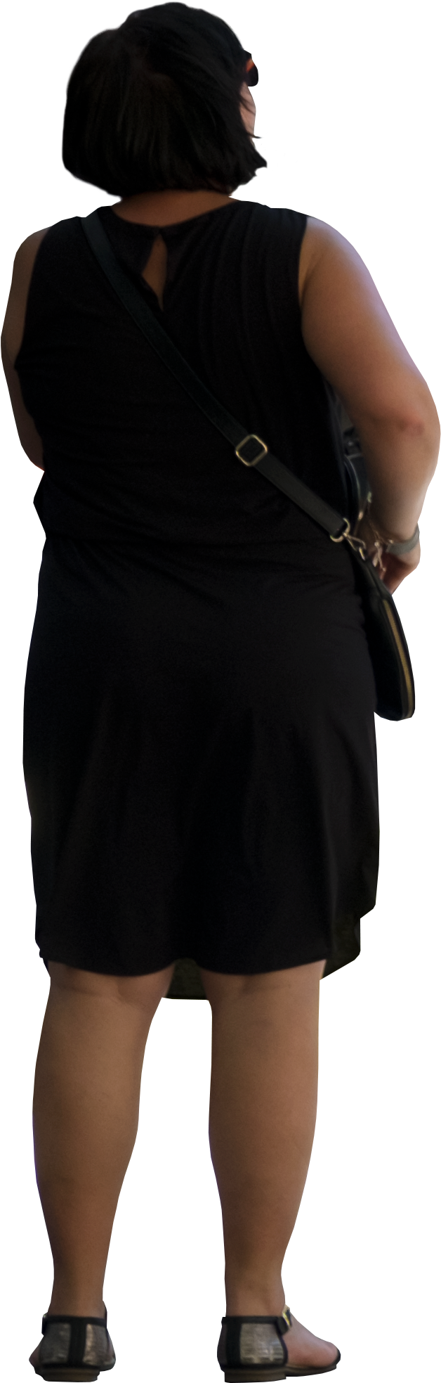 Womanin Black Dress Rear View PNG