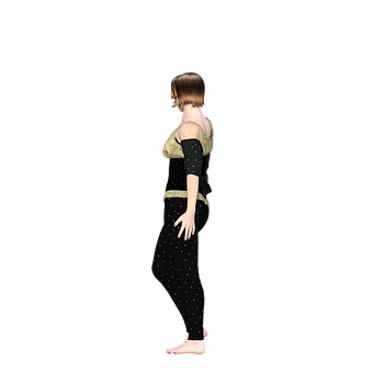 Womanin Black Polka Dot Outfit PNG