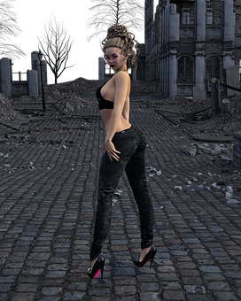 Womanin Black Post Apocalyptic Backdrop.png PNG