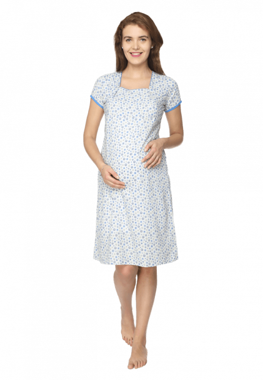 Womanin Blue Printed Dress PNG