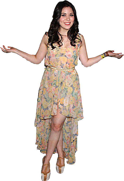 Womanin Floral Dress Smiling PNG