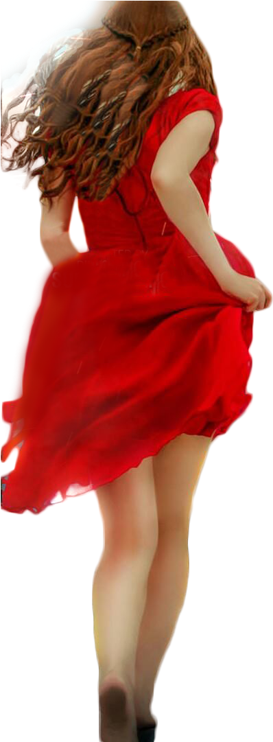 Womanin Red Dress Twirling PNG