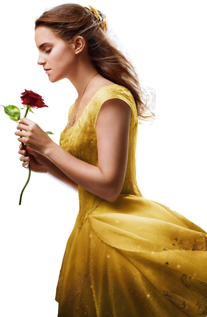 Womanin Yellow Dresswith Red Rose PNG