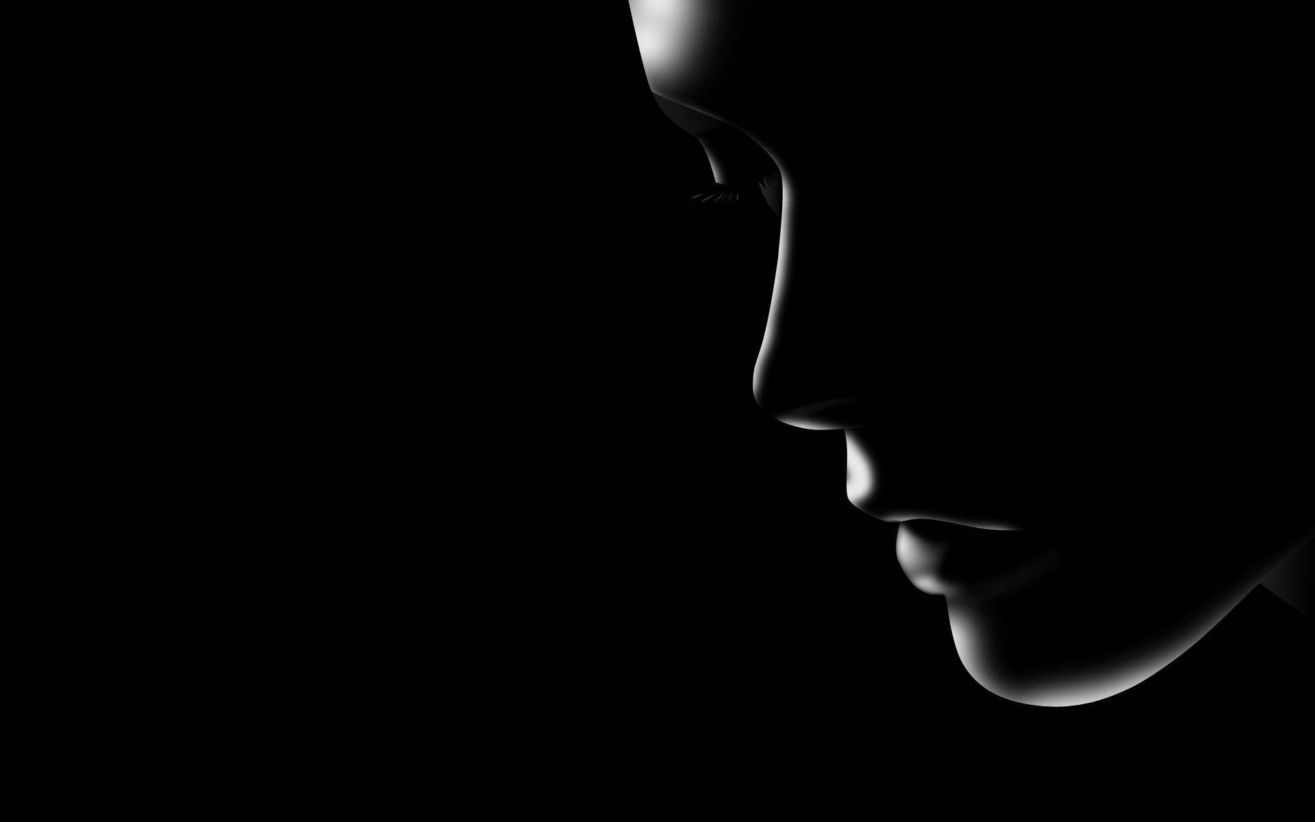 Woman’s Outline Profile In Black Aesthetic Wallpaper