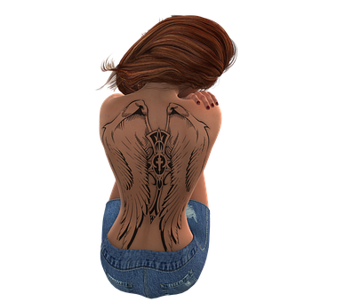 Womanwith Angel Wings Tattoo PNG