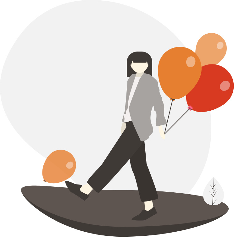 Womanwith Balloons Illustration PNG