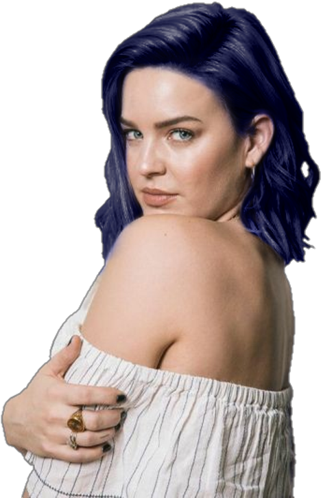 Womanwith Blue Hair Glance Over Shoulder PNG