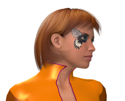 Womanwith Butterfly Eye Art PNG