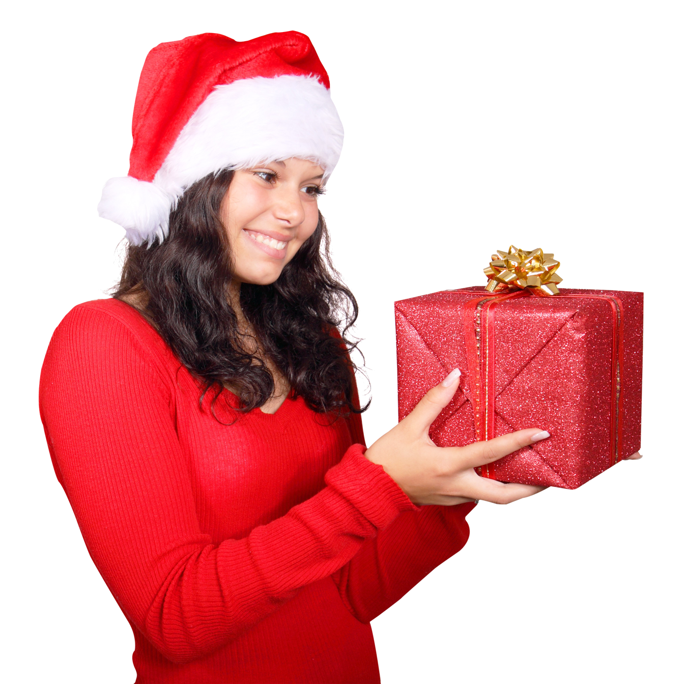 Womanwith Christmas Gift PNG