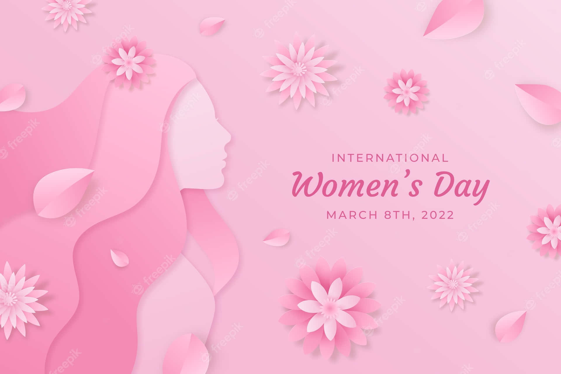 International Women's Day Background With A Woman's Face And Flowers