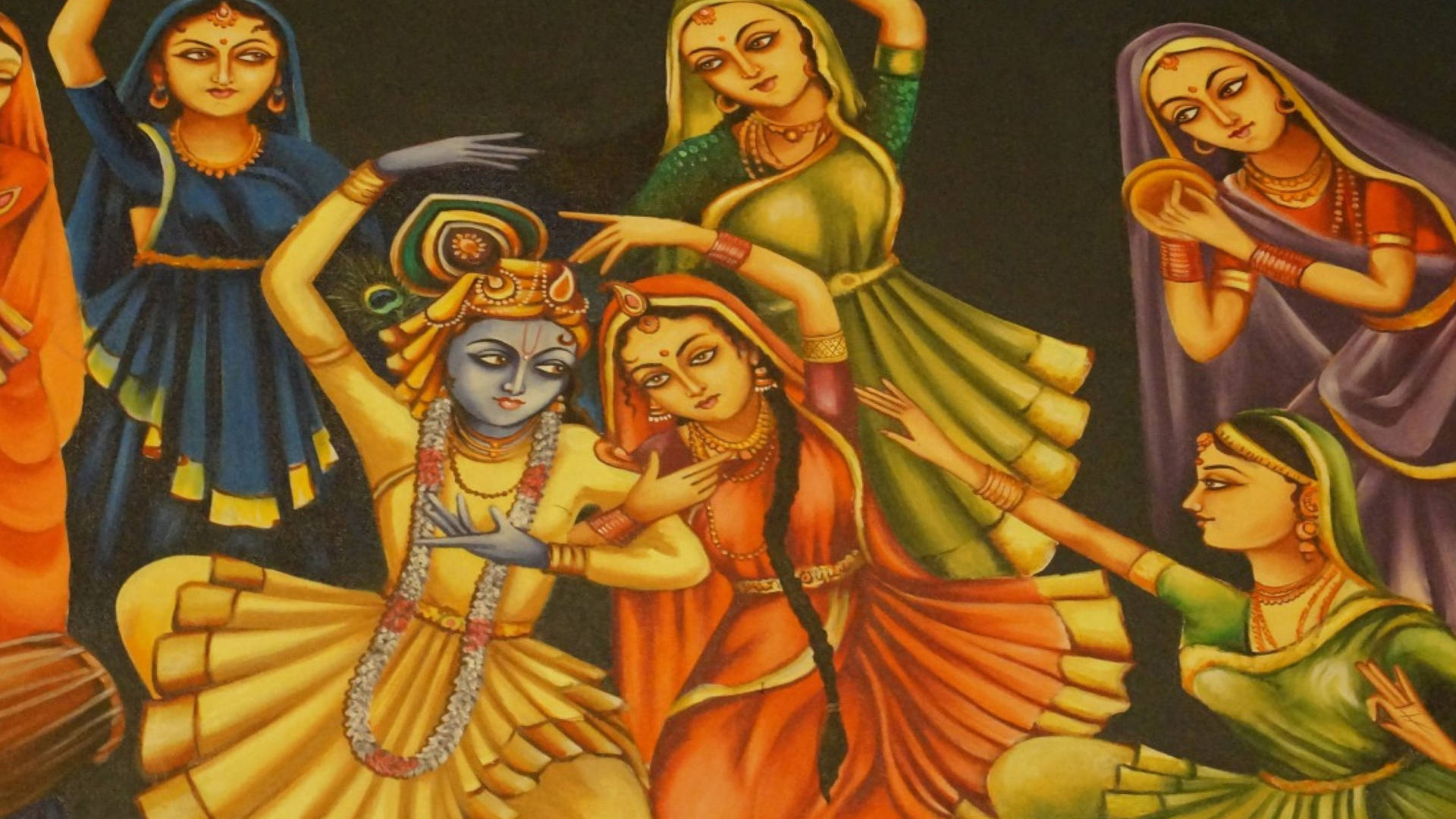 Women Dancing With Krishna 4k Wallpaper