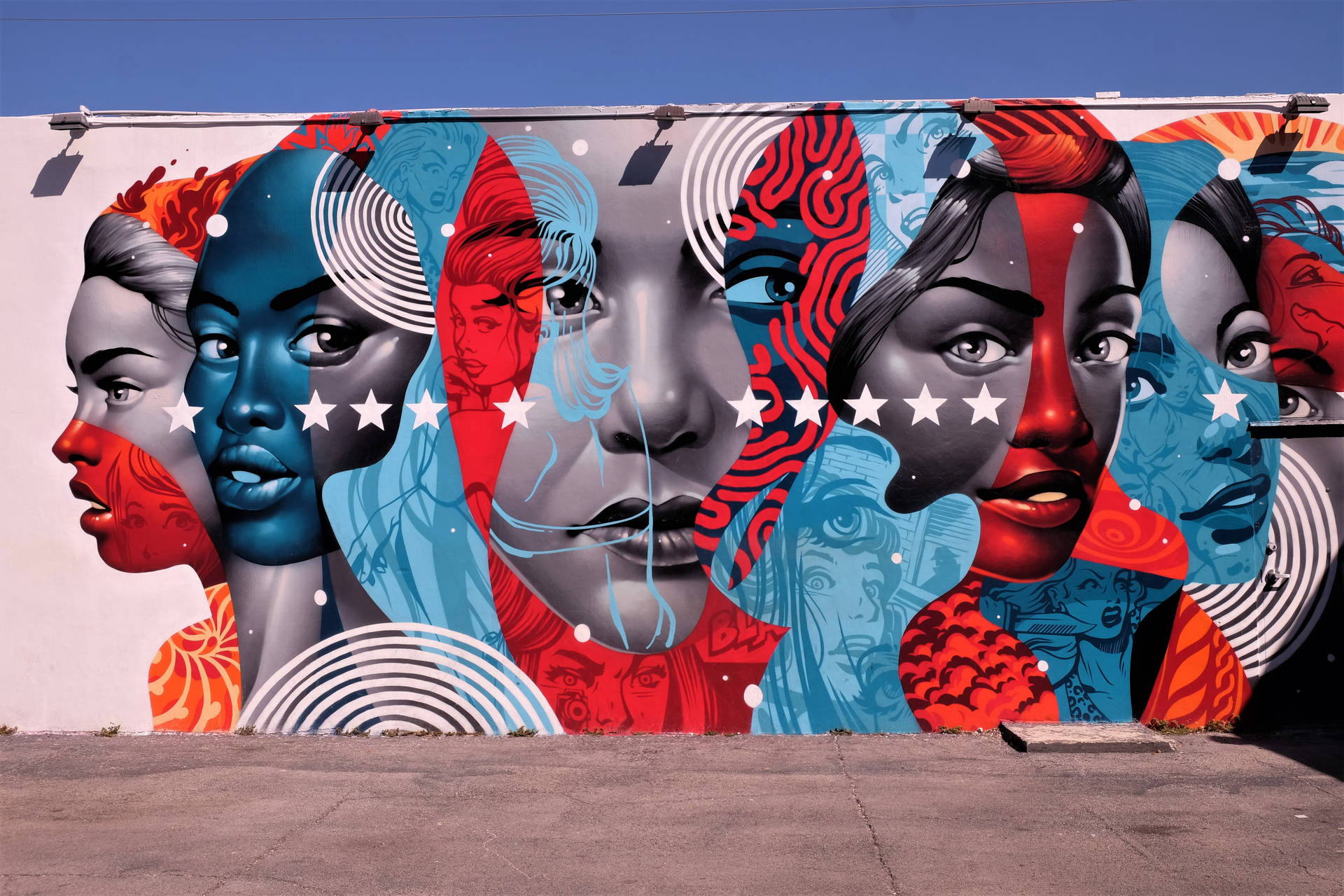 Women Faces Street Art Mural