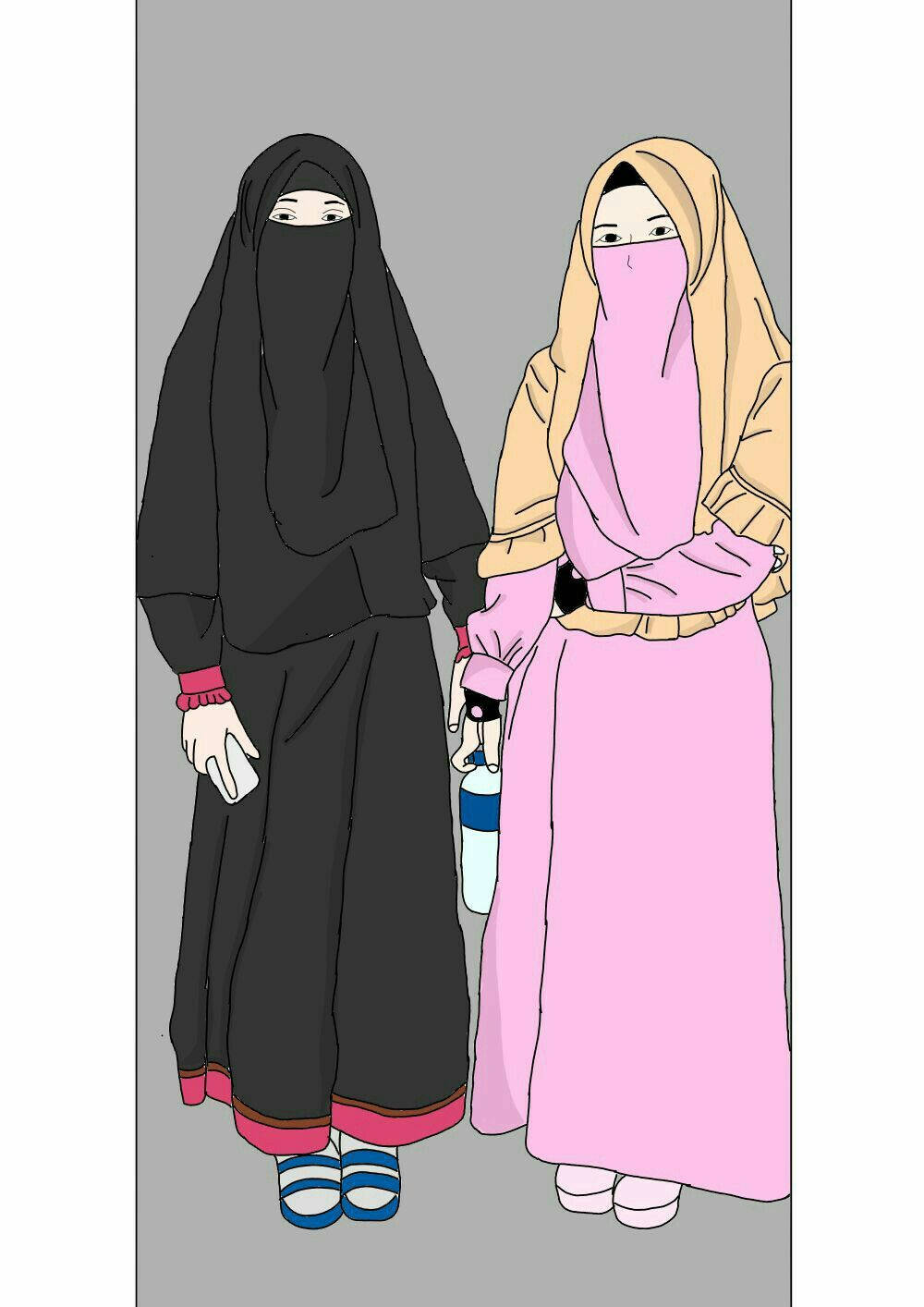 Kvinnori Cadar Och Hijab. Wallpaper