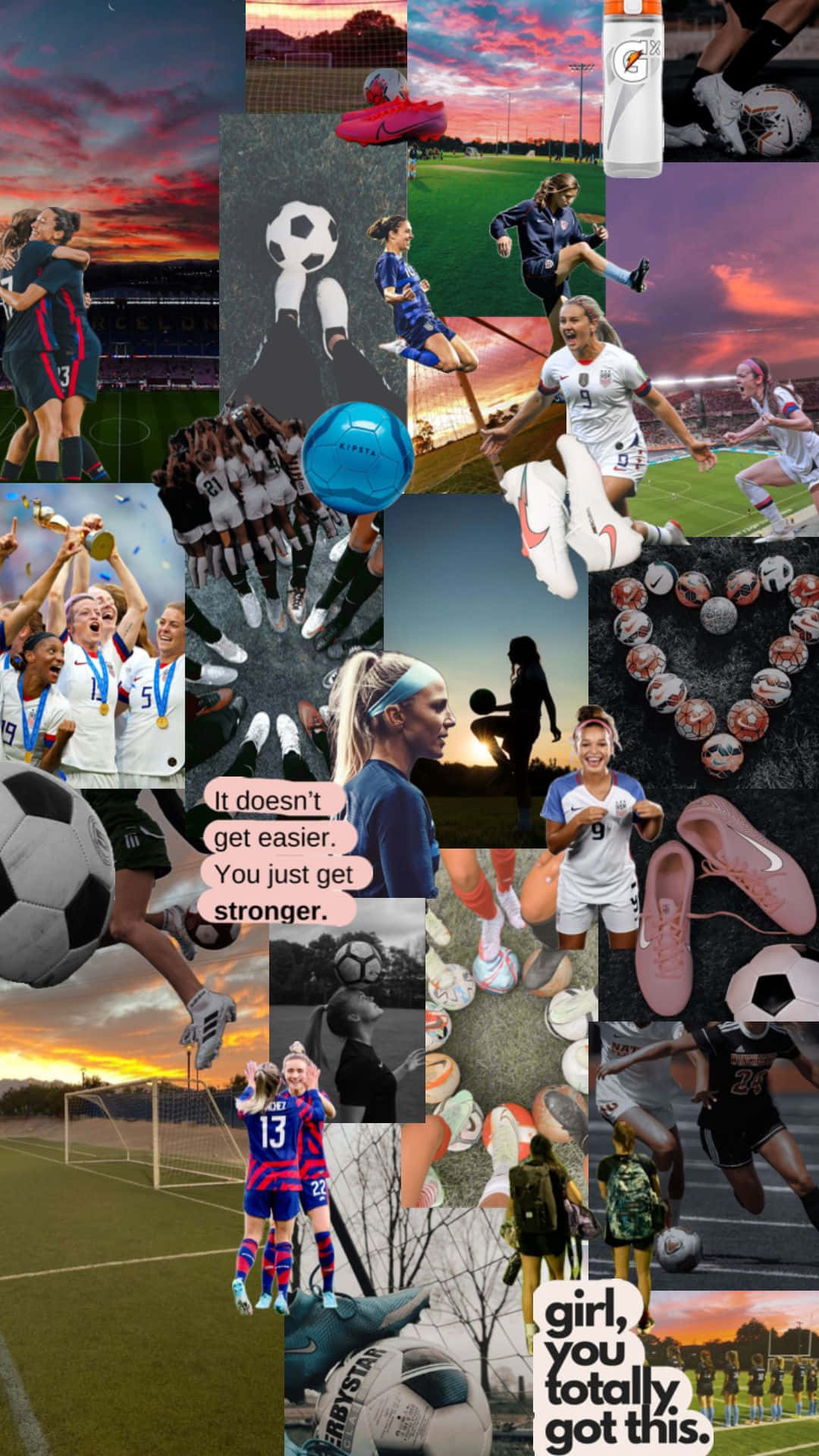 Women's Football Inspiration Collage Wallpaper