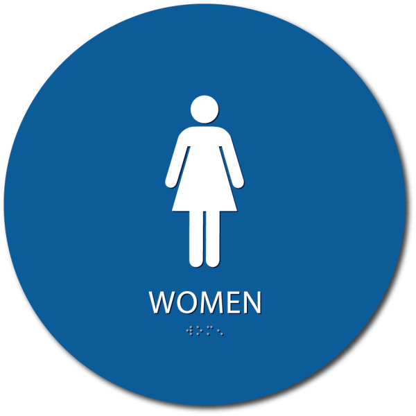 Womens Restroom Sign Blue Circle PNG