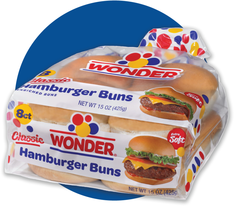 Wonder Hamburger Buns Packaging PNG