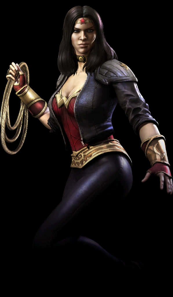 Wonder Woman Animated Character Pose PNG