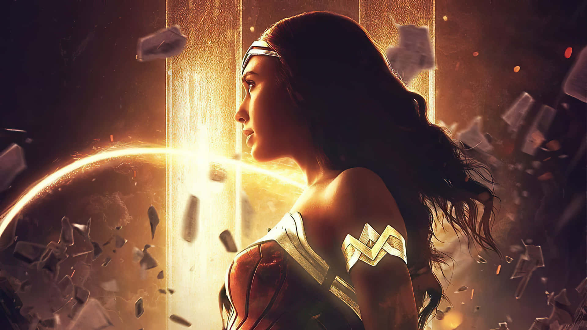 Wonder Woman Beating Away Enemies Wallpaper