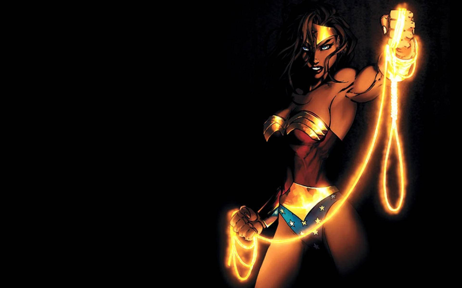 Wonder Woman wielding her powerful Lasso of Truth. Wallpaper