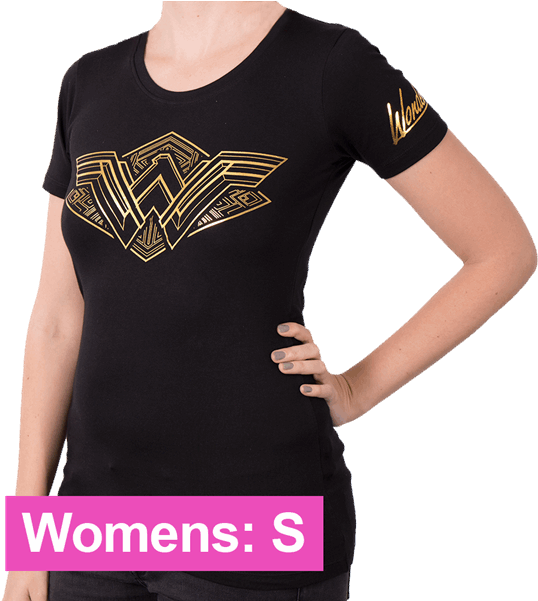 Wonder Woman Logo Black Tshirt Womens Small PNG