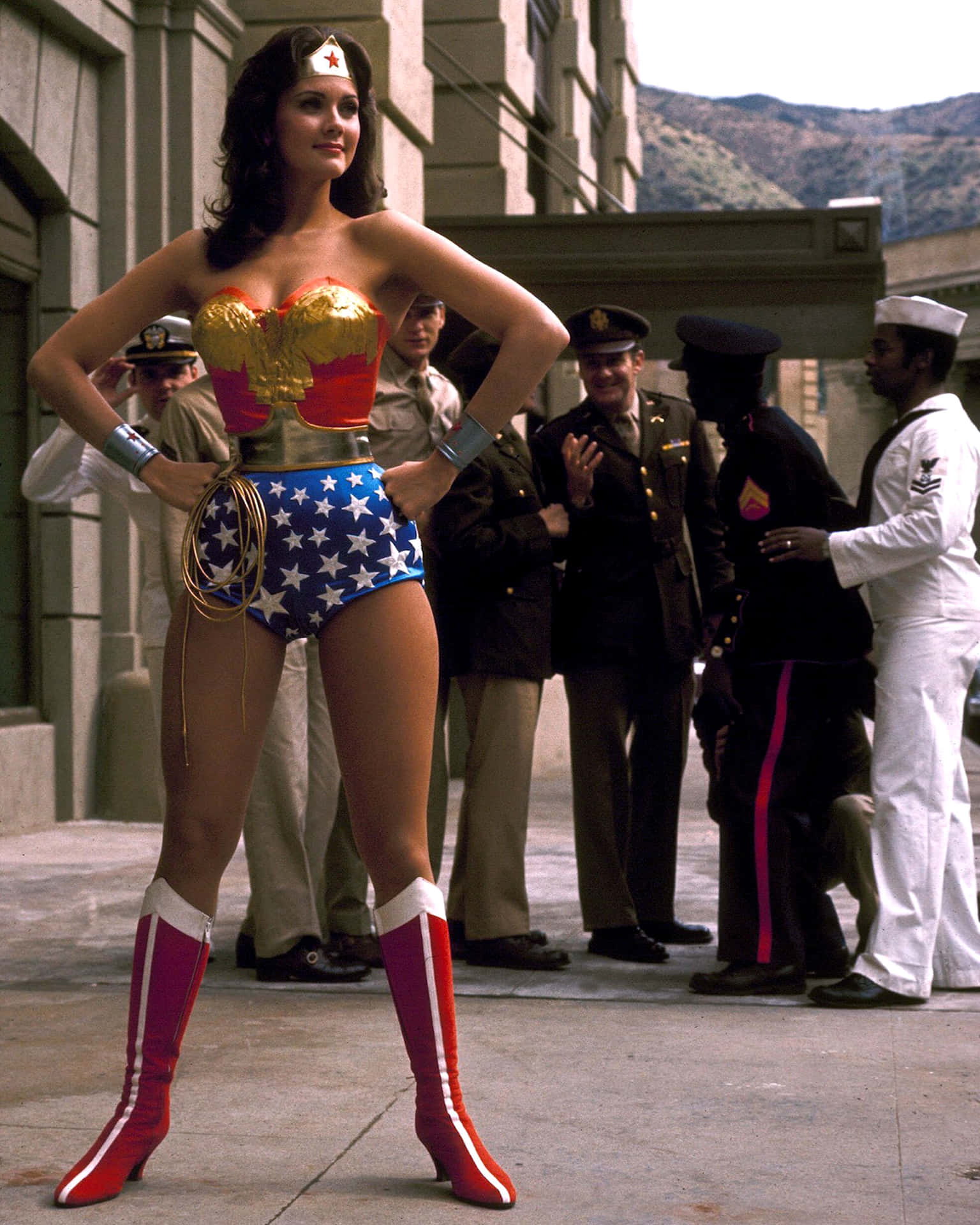 A Woman In A Wonder Woman Costume