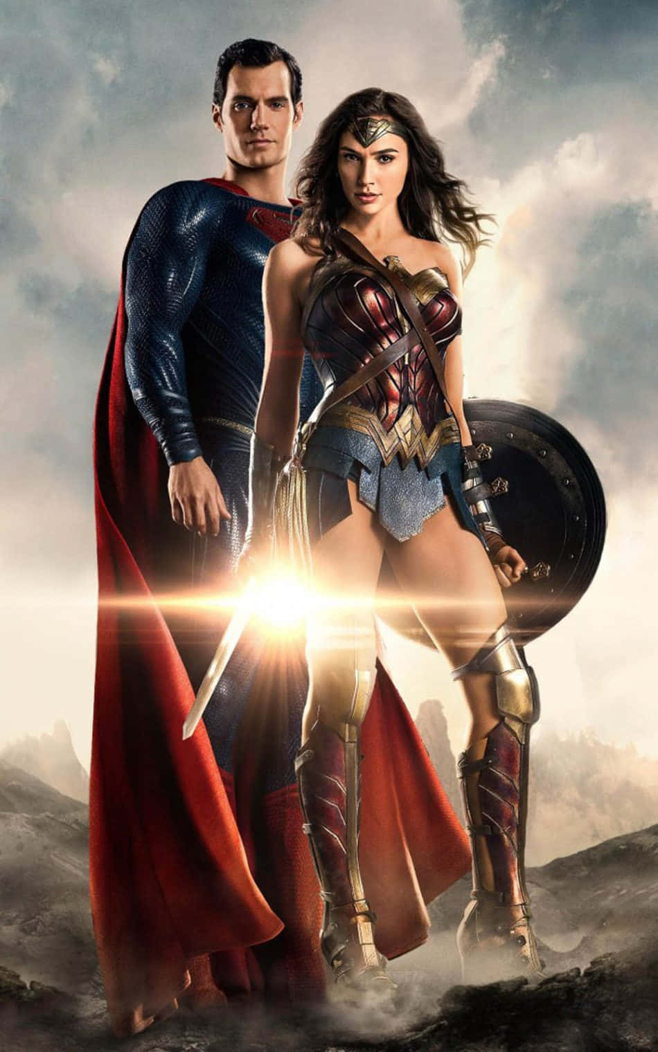 Wonderwoman Och Superman På En Affisch