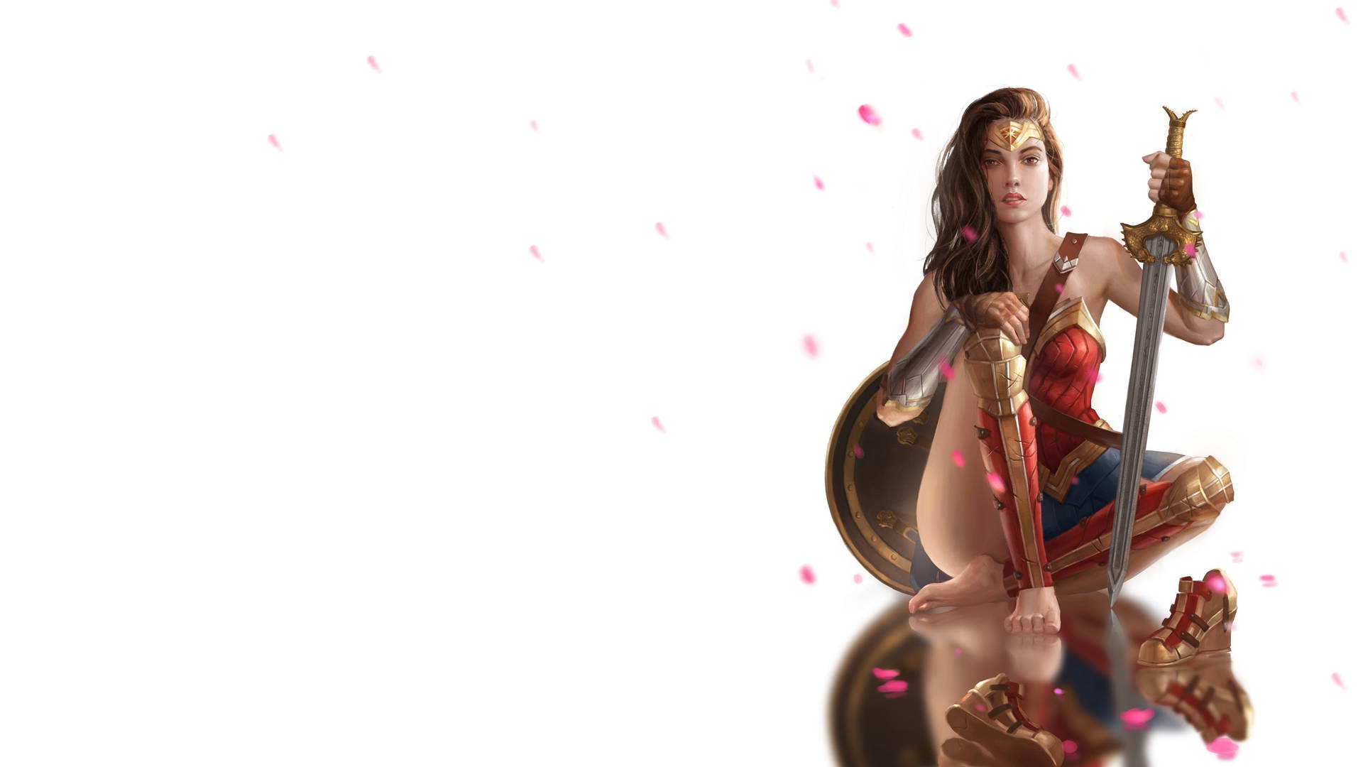 Wonder Woman Rose Rain Art Background