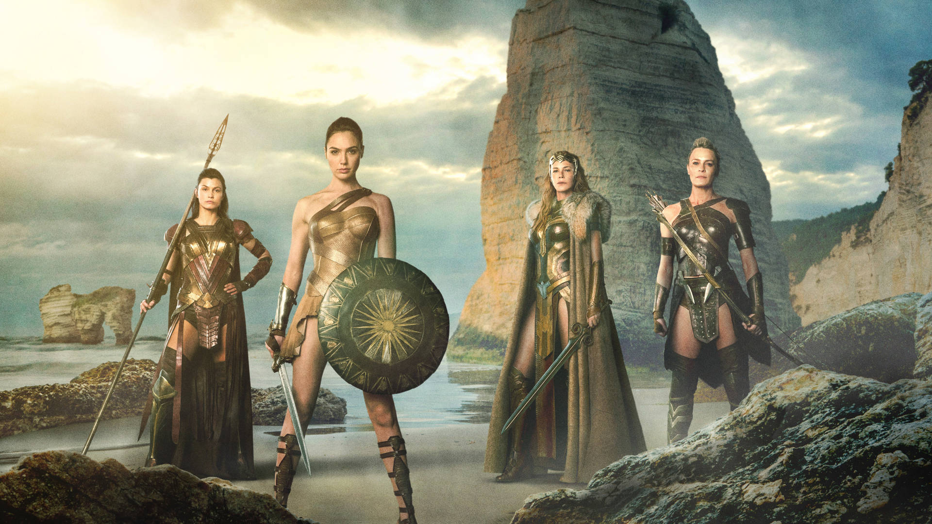 Wonder Woman With Amazon Warriors Background