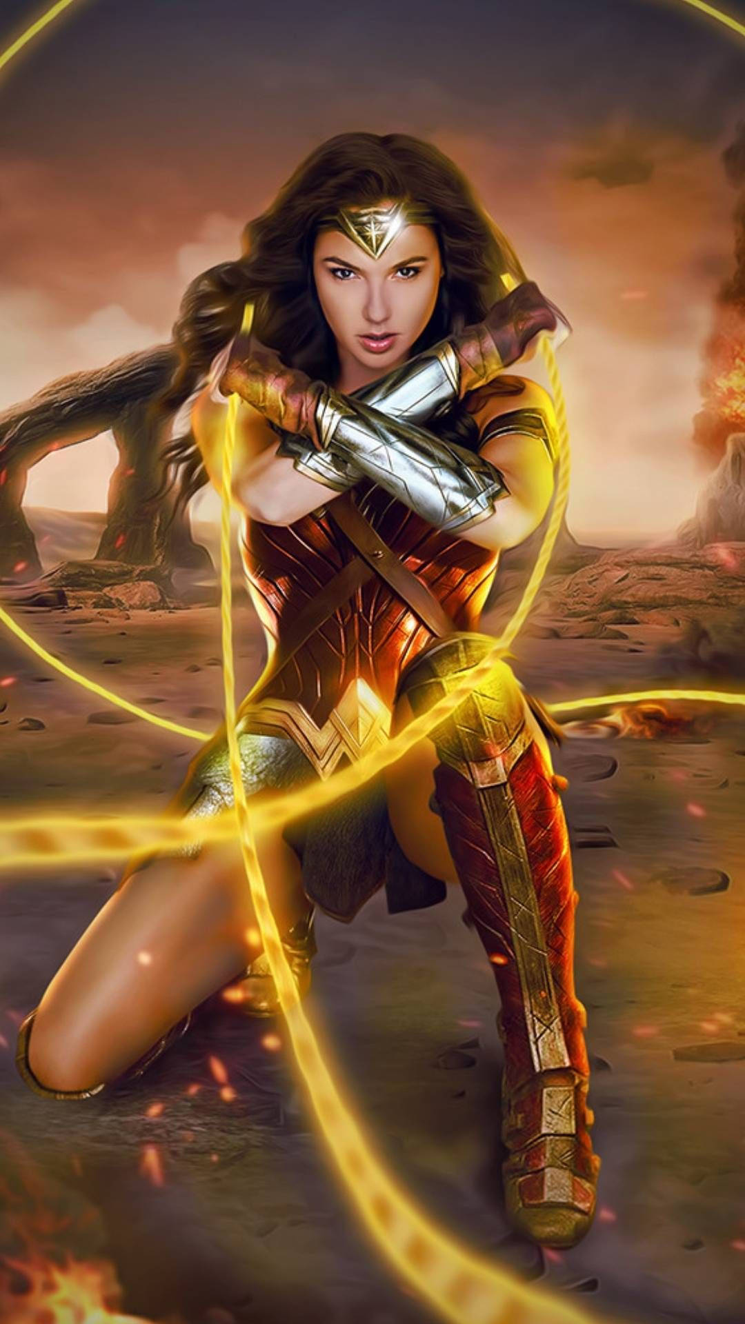 Wonder Woman With Powerful Lasso Background