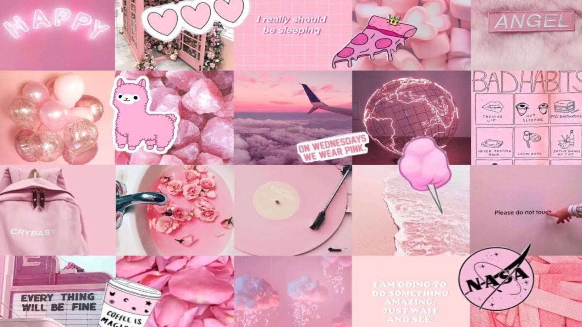 Wonderful Aesthetic Pink Collage Picture