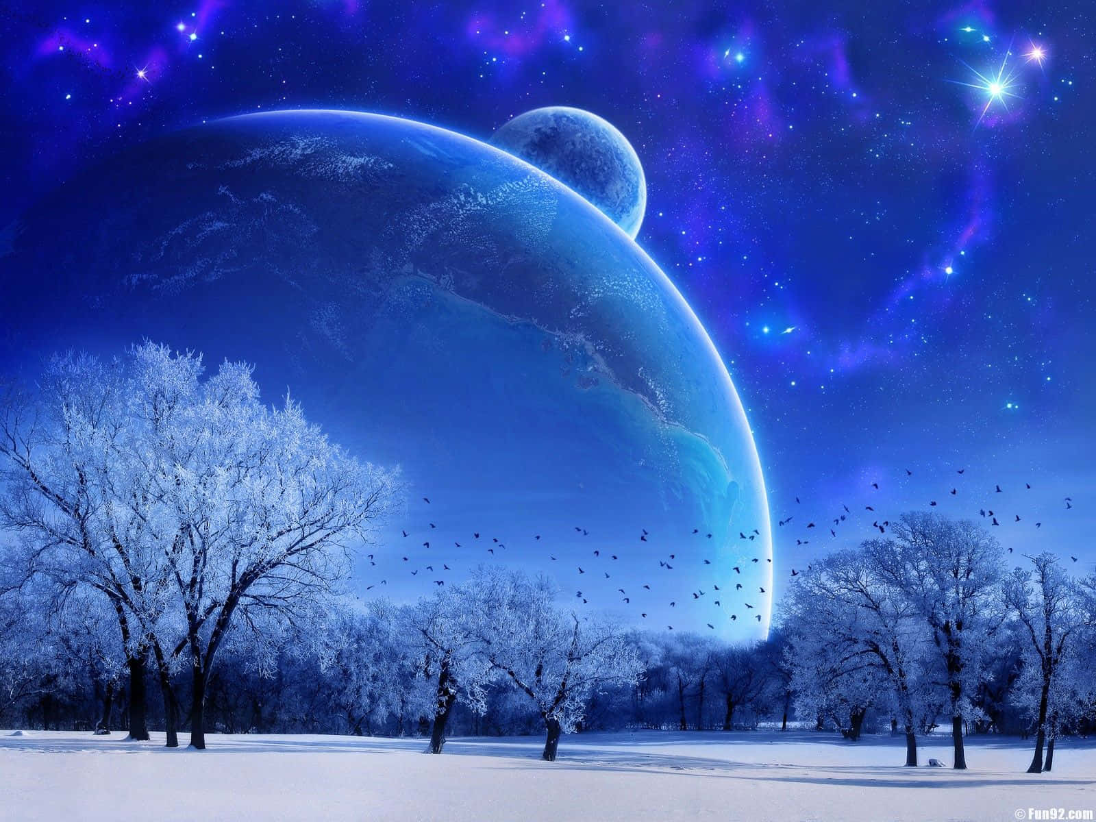 Wonderful Blue Sky Snow Wallpaper