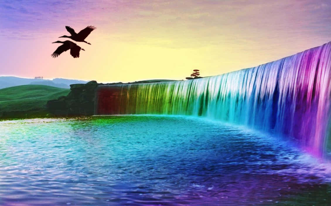 Wonderful Colorful Waterfall Wallpaper
