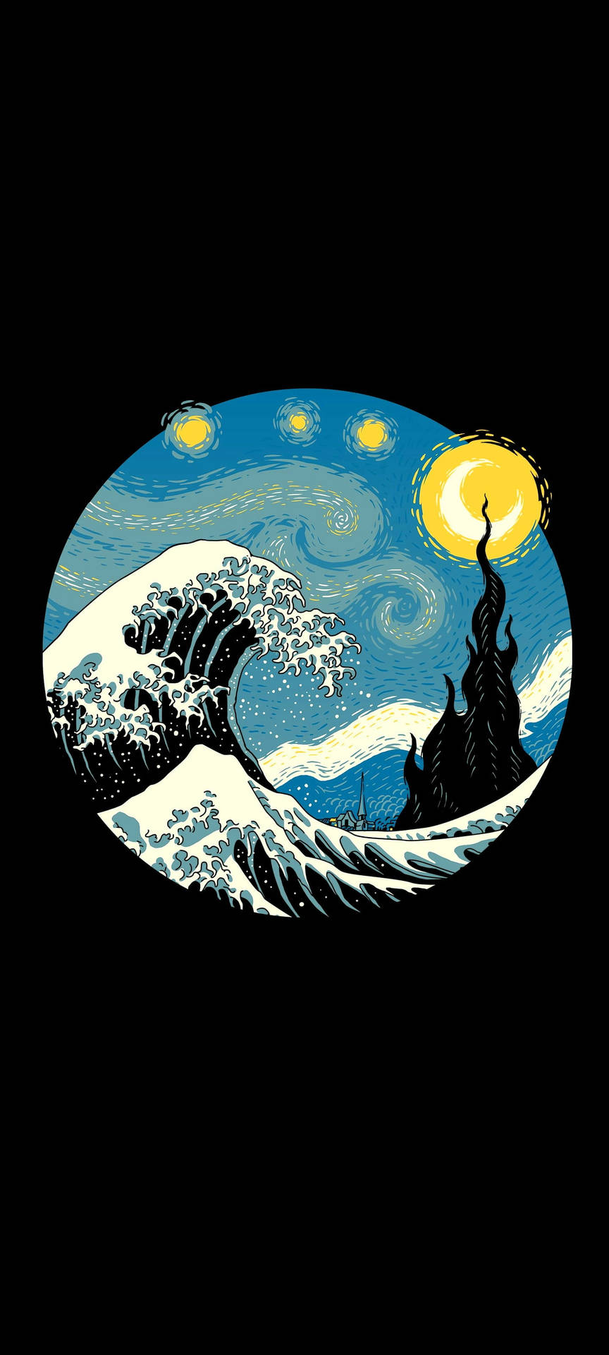 Underbarahokusai Van Starry Night. Wallpaper