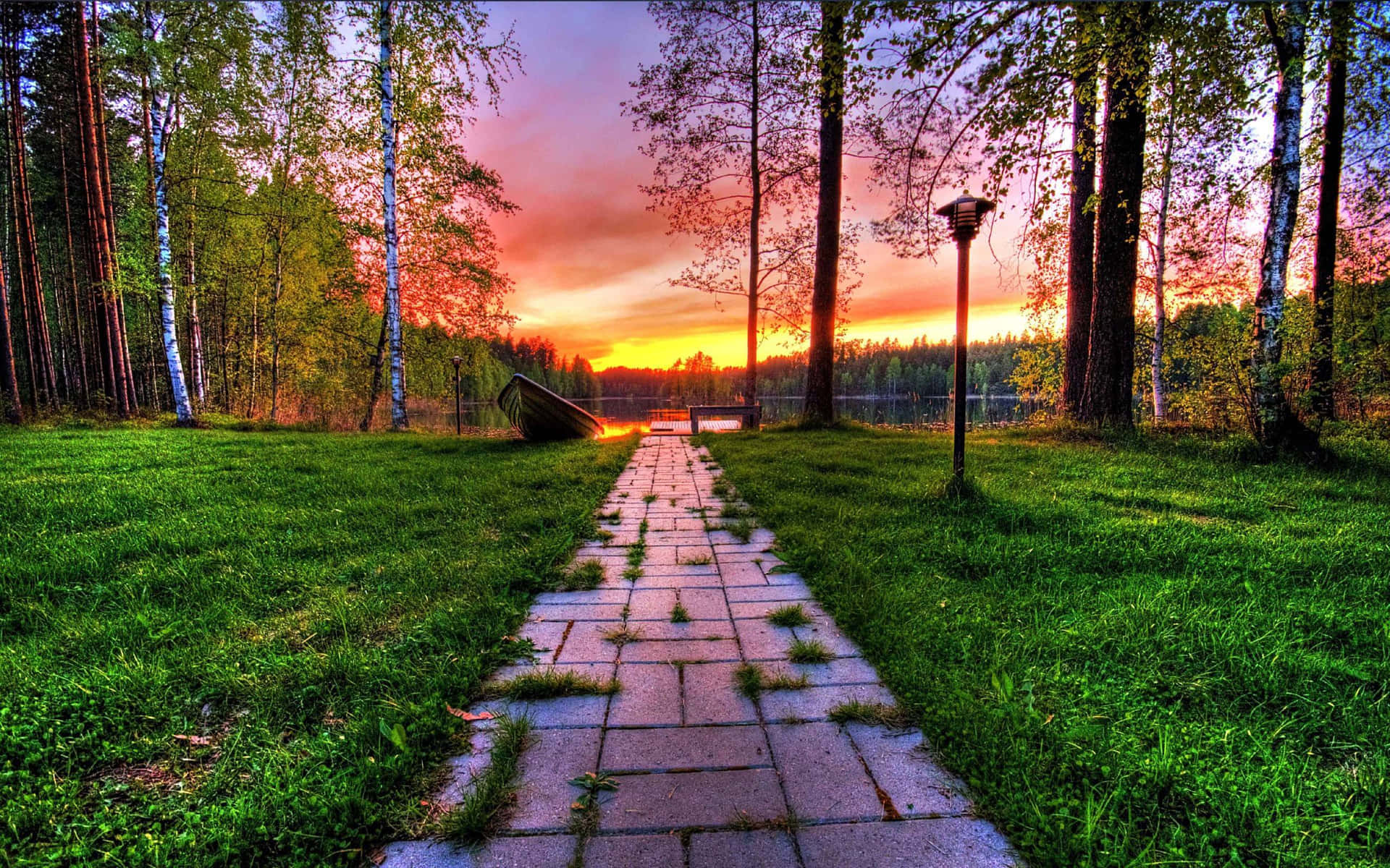 Wonderful Pathway During Sunset Wallpaper