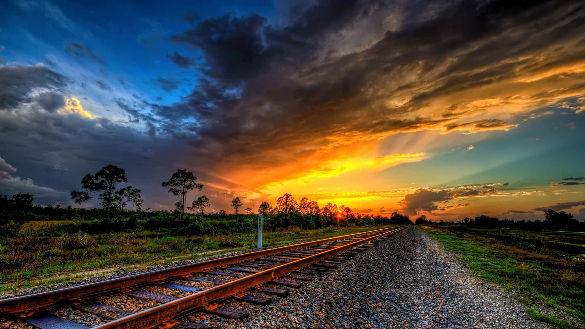 Wonderful Railway During Sunset Wallpaper