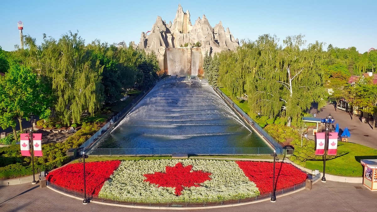 Wonderland Canada Flag Floral Display Wallpaper