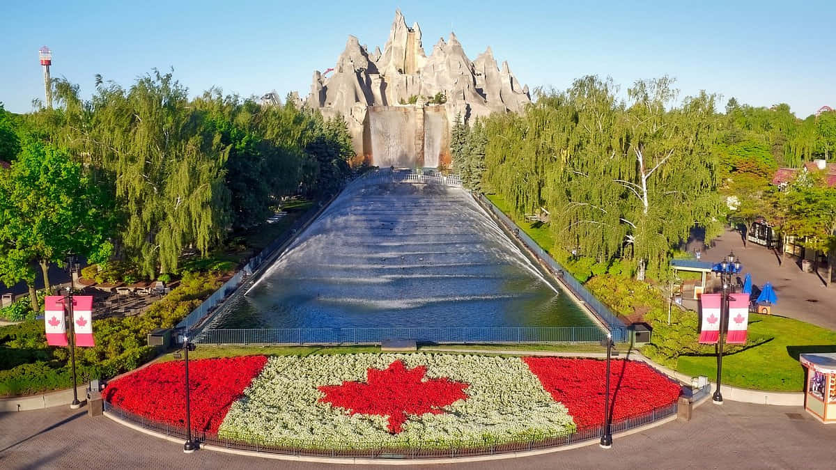 Wonderland Canada Flagg Blomsterutstilling Bakgrunnsbildet