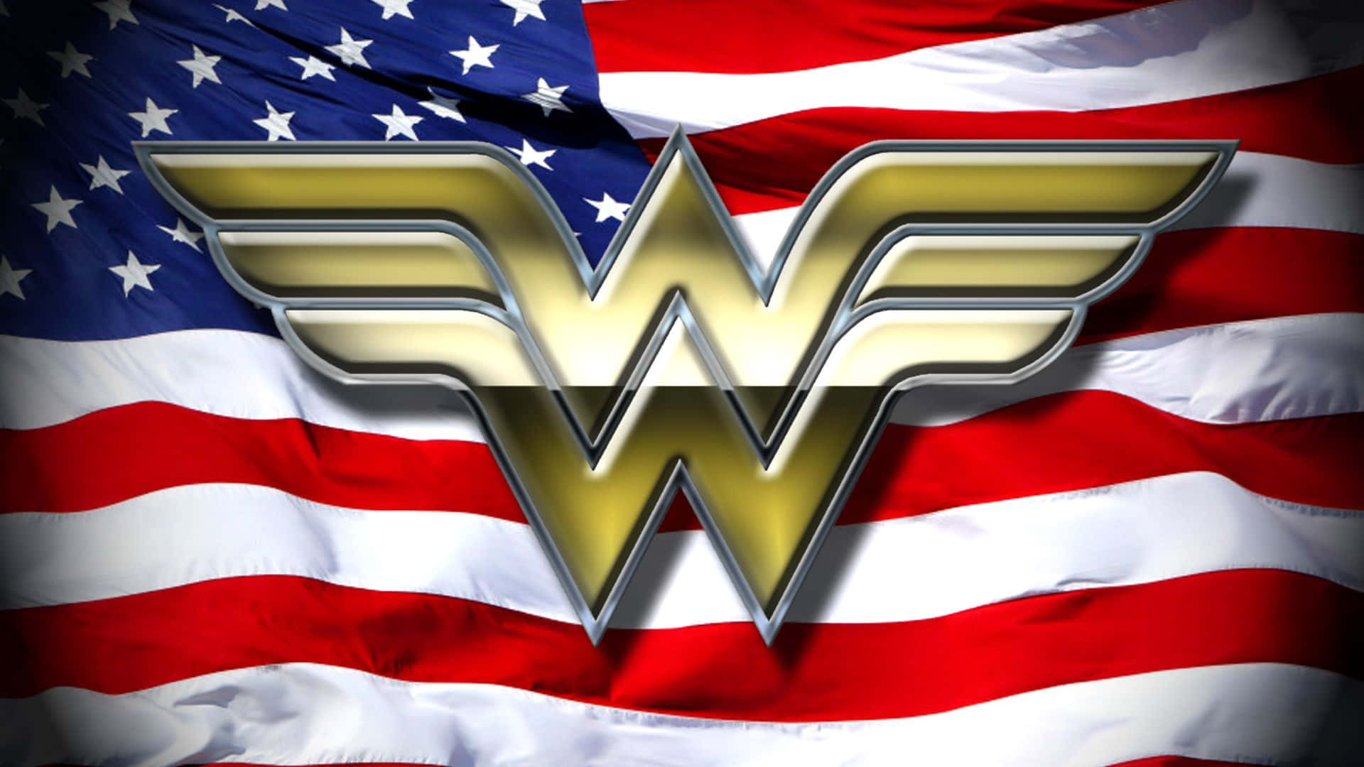Wonderwoman En Acción Con Un Fondo Impresionante.