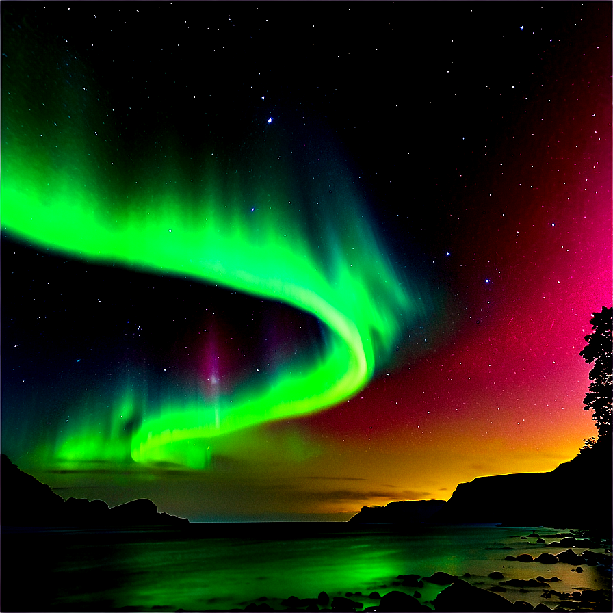 Wondrous Aurora Over Cliffs Png 96 PNG