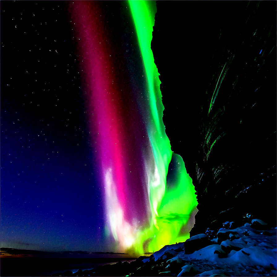 Wondrous Aurora Over Cliffs Png Ssh PNG