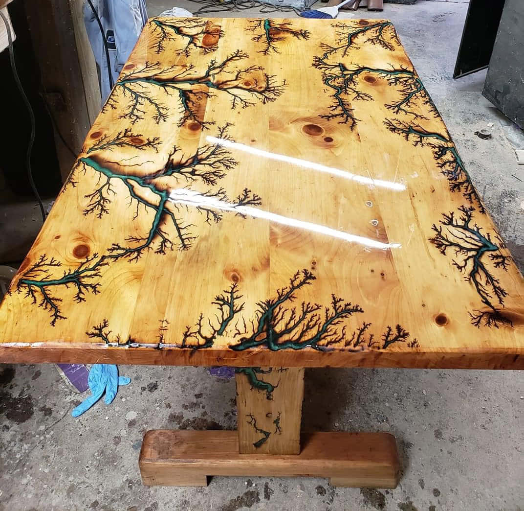 A Table With A Tree Painted On It