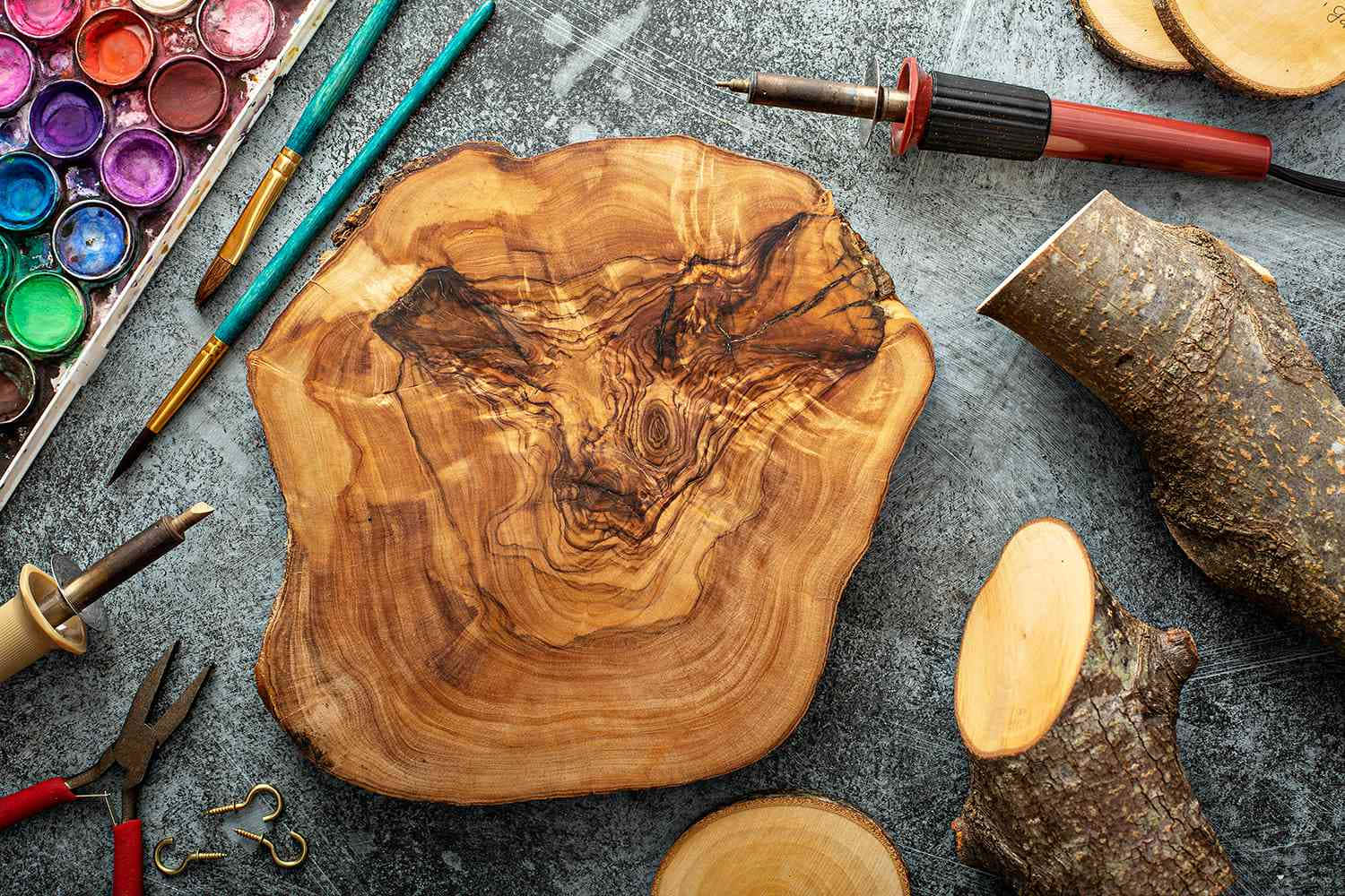 Brightly glowing coals and intricate designs fill the artist's wood burning masterpiece