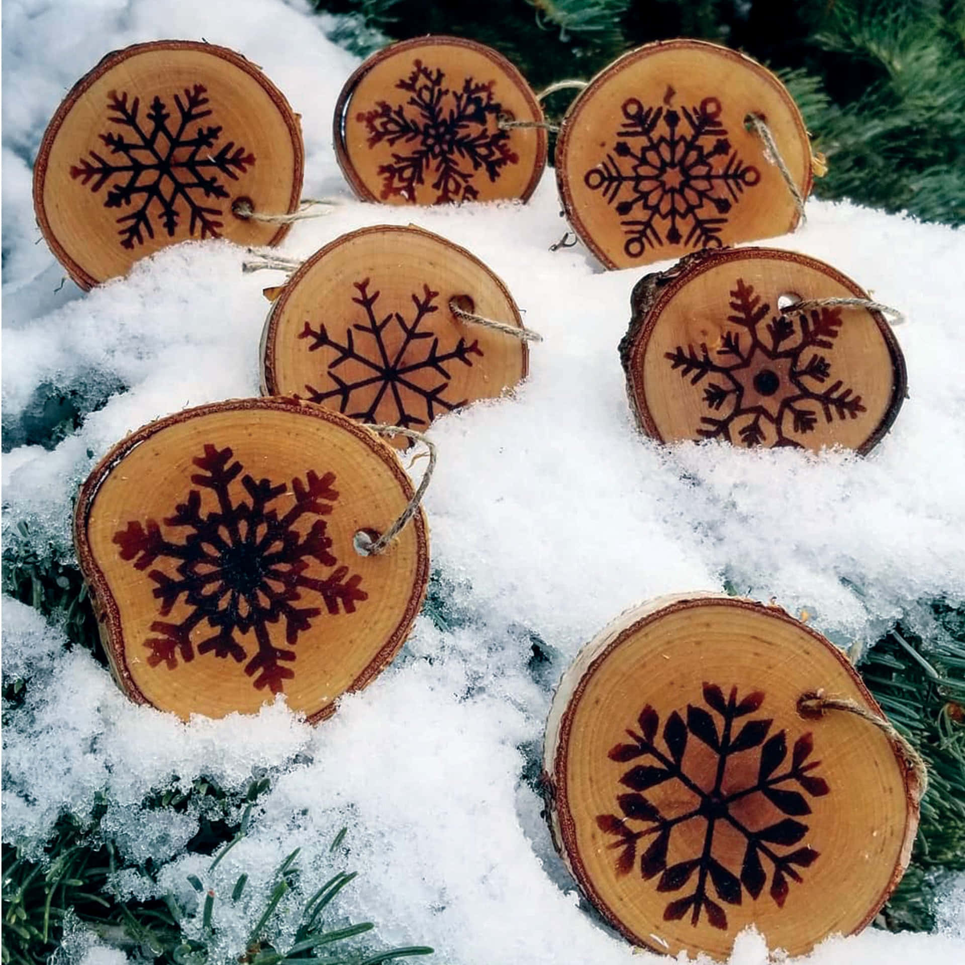 Christmas Tree Ornaments Made From Wood Slices