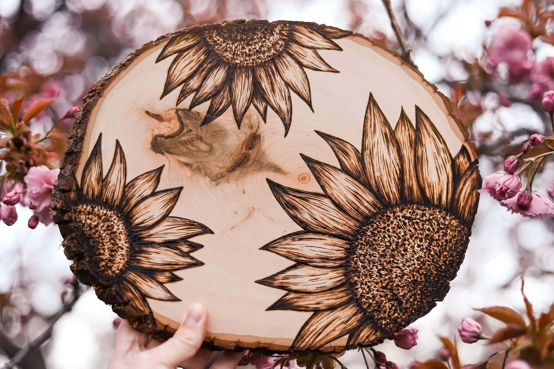 Sunflower Wood Carving