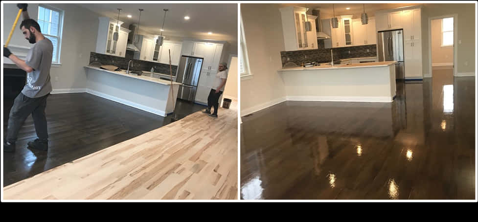 Wood Floor Refinishing Before After PNG