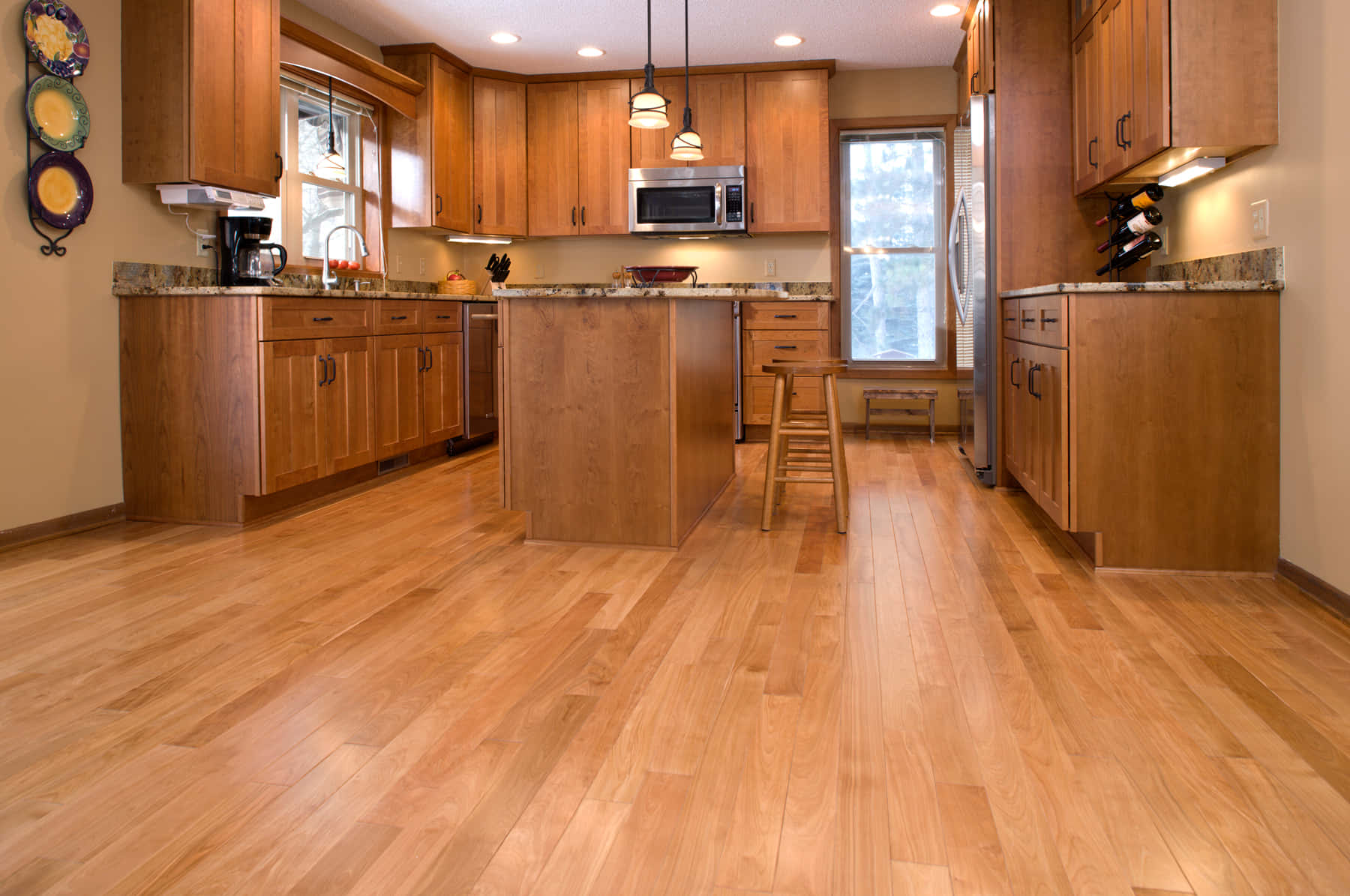 A Kitchen With Wood Floors