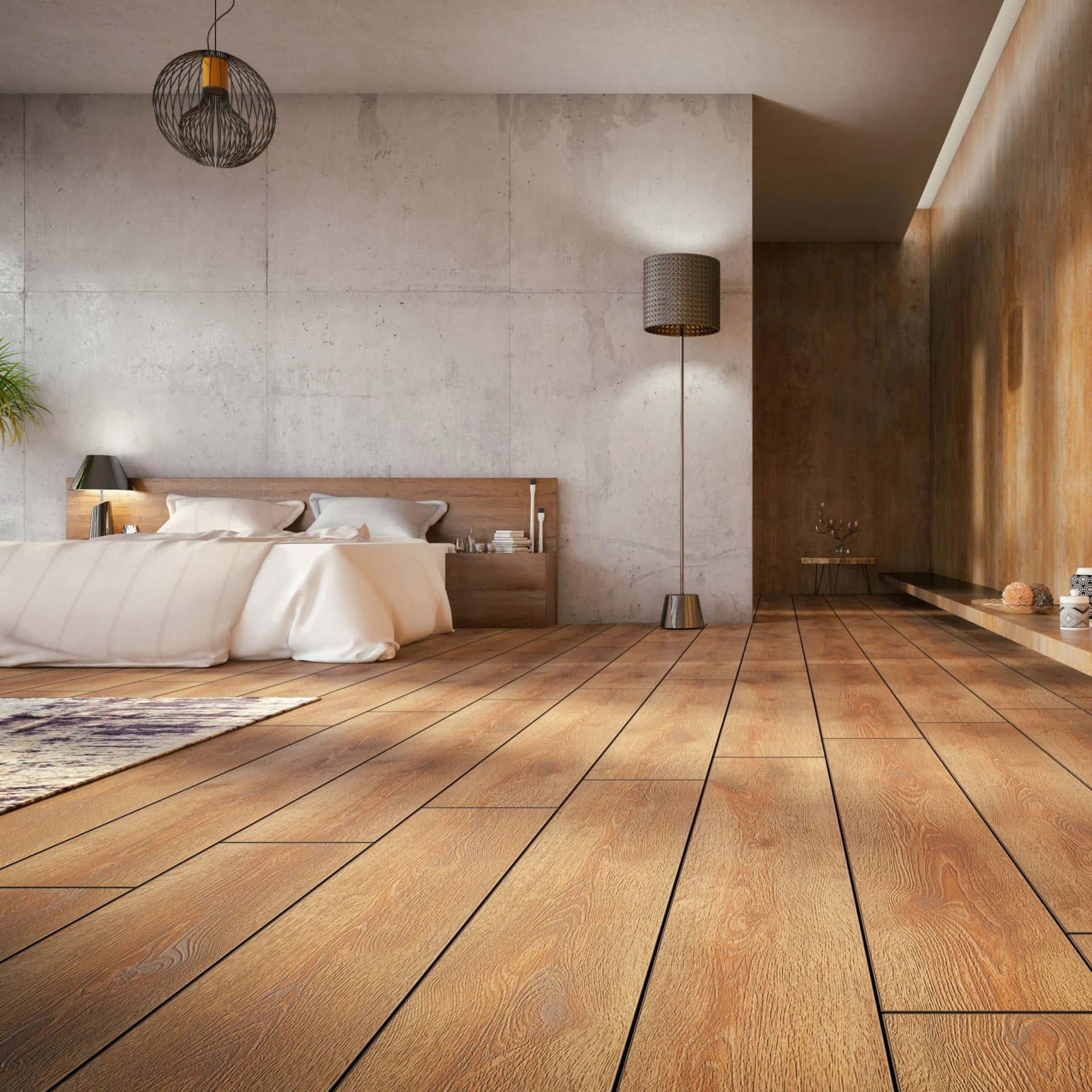A Bedroom With Wood Floors