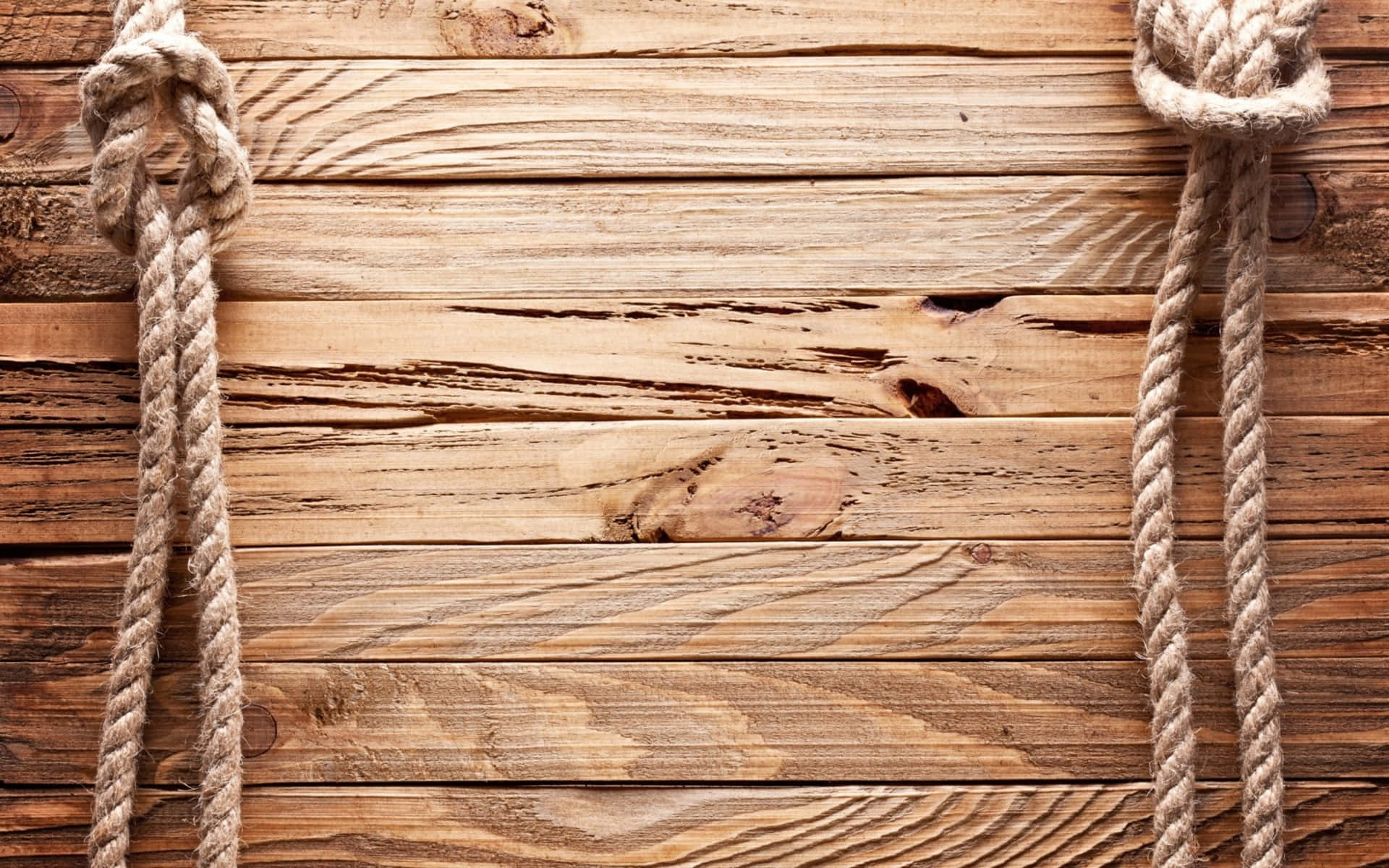 Wood Planks With Marine Rope Knots Wooden Background Wallpaper